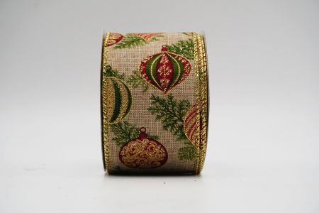 Ретро рождественские украшения лента_KF6965G-14_натуральный